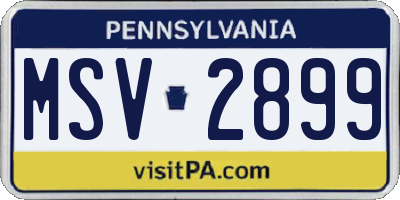 PA license plate MSV2899