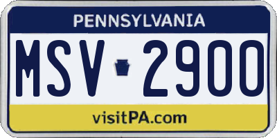 PA license plate MSV2900