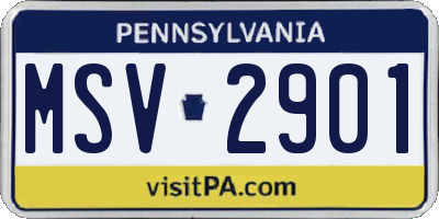 PA license plate MSV2901