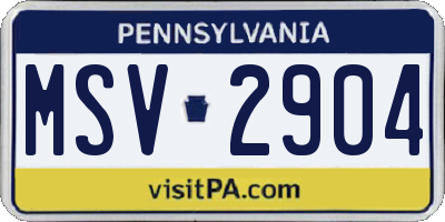PA license plate MSV2904
