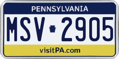 PA license plate MSV2905
