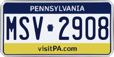 PA license plate MSV2908