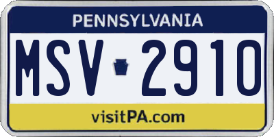 PA license plate MSV2910