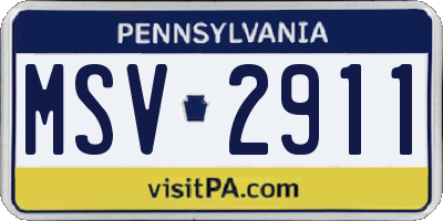 PA license plate MSV2911