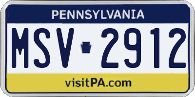 PA license plate MSV2912