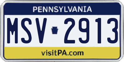 PA license plate MSV2913