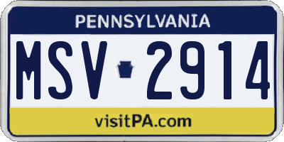 PA license plate MSV2914