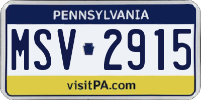 PA license plate MSV2915