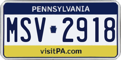 PA license plate MSV2918