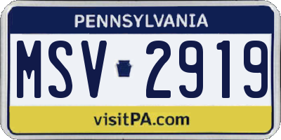 PA license plate MSV2919
