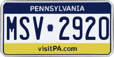 PA license plate MSV2920