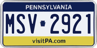 PA license plate MSV2921