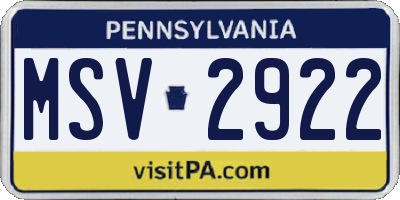 PA license plate MSV2922