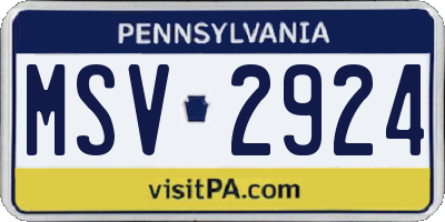 PA license plate MSV2924
