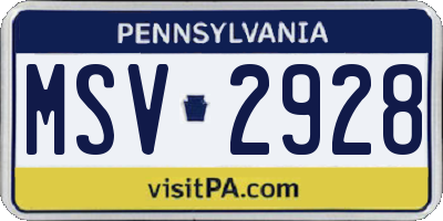 PA license plate MSV2928