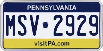PA license plate MSV2929