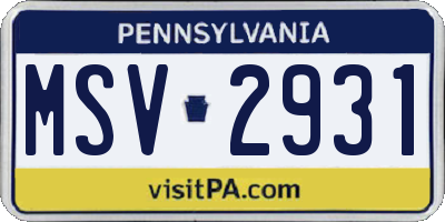 PA license plate MSV2931
