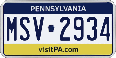 PA license plate MSV2934
