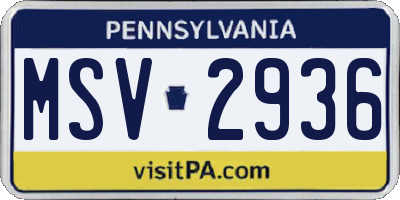 PA license plate MSV2936