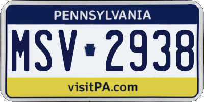 PA license plate MSV2938