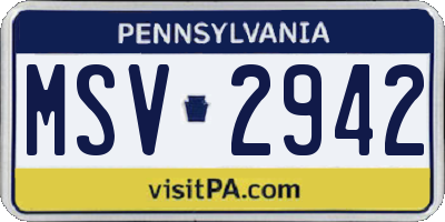 PA license plate MSV2942