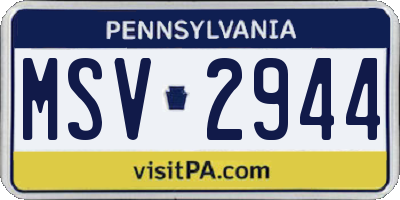 PA license plate MSV2944