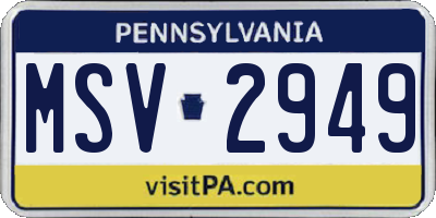 PA license plate MSV2949