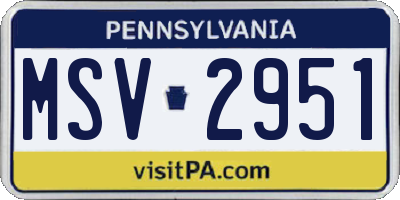 PA license plate MSV2951