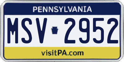 PA license plate MSV2952