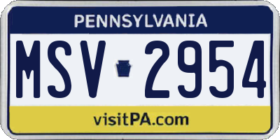 PA license plate MSV2954