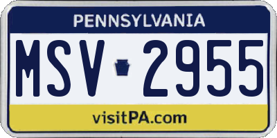 PA license plate MSV2955