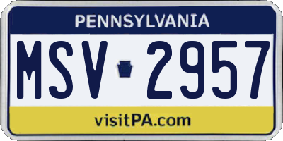 PA license plate MSV2957