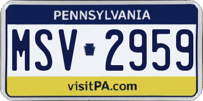PA license plate MSV2959