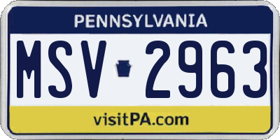 PA license plate MSV2963