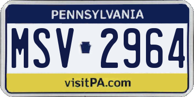 PA license plate MSV2964
