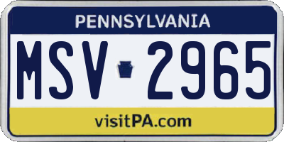 PA license plate MSV2965