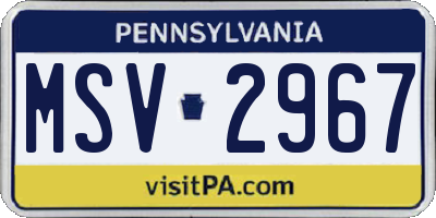 PA license plate MSV2967
