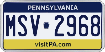 PA license plate MSV2968