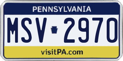 PA license plate MSV2970