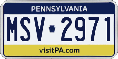 PA license plate MSV2971