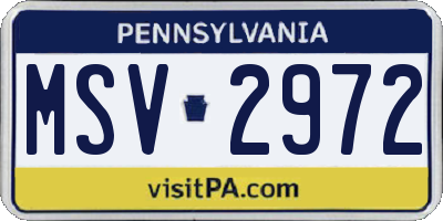 PA license plate MSV2972