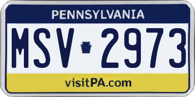 PA license plate MSV2973