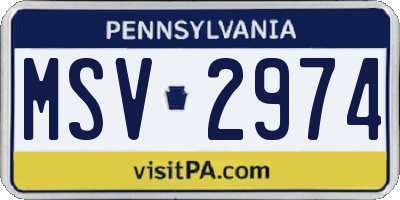 PA license plate MSV2974