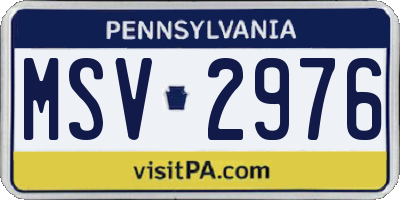 PA license plate MSV2976