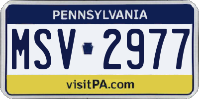 PA license plate MSV2977