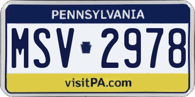 PA license plate MSV2978