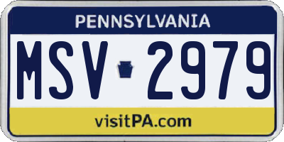 PA license plate MSV2979