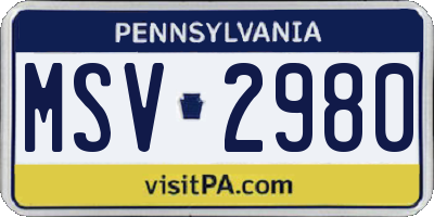 PA license plate MSV2980