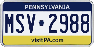 PA license plate MSV2988