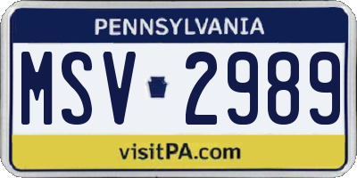 PA license plate MSV2989